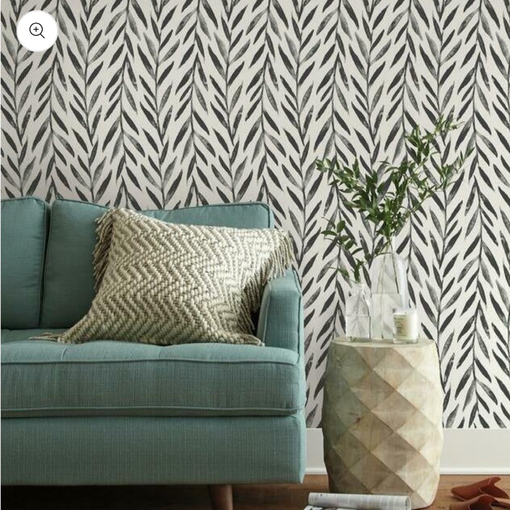 Magnolia Home Willow Peel and Stick Wallpaper Black Willow Leaf Print NWT